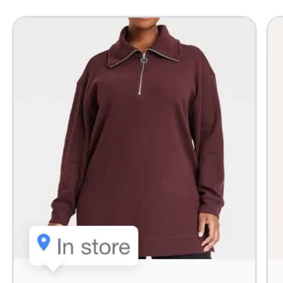 NWT Women’s Plus Size Oversized Maroon Ribbed Quarter Zip 3X - Picture 2 of 12